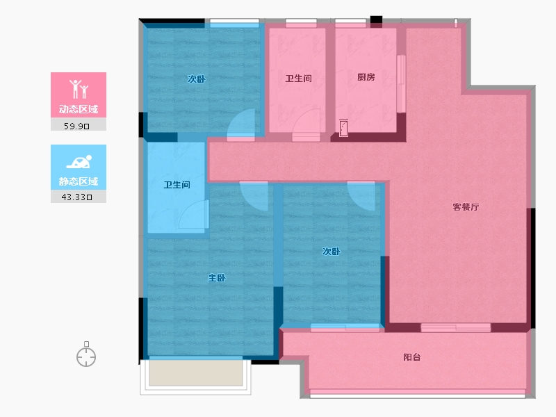 河南省-商丘市-柘城建业春天里四期-91.78-户型库-动静分区