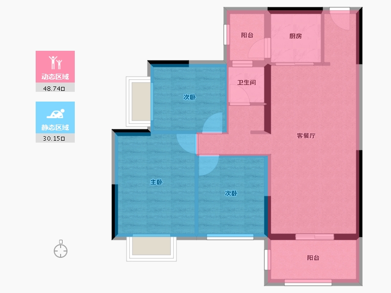 湖南省-郴州市-恒嘉月伴湾-70.19-户型库-动静分区