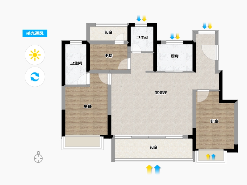 江苏省-盐城市-新城云图时光-88.79-户型库-采光通风