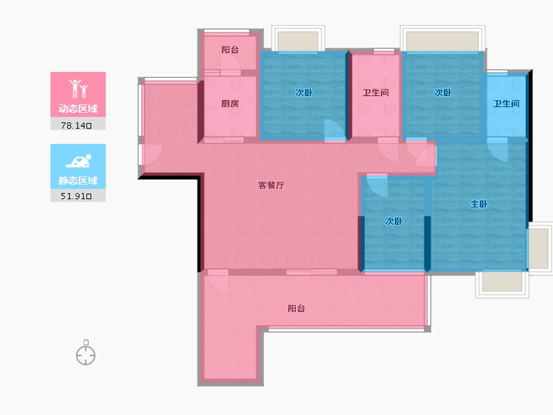 贵州省-遵义市-唯一国际-97.95-户型库-动静分区