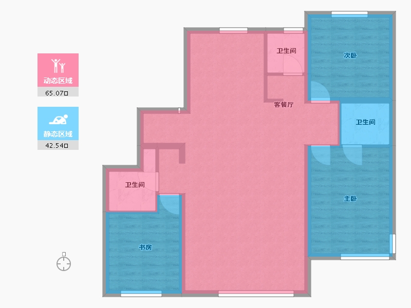 辽宁省-葫芦岛市-富都山海间-97.35-户型库-动静分区