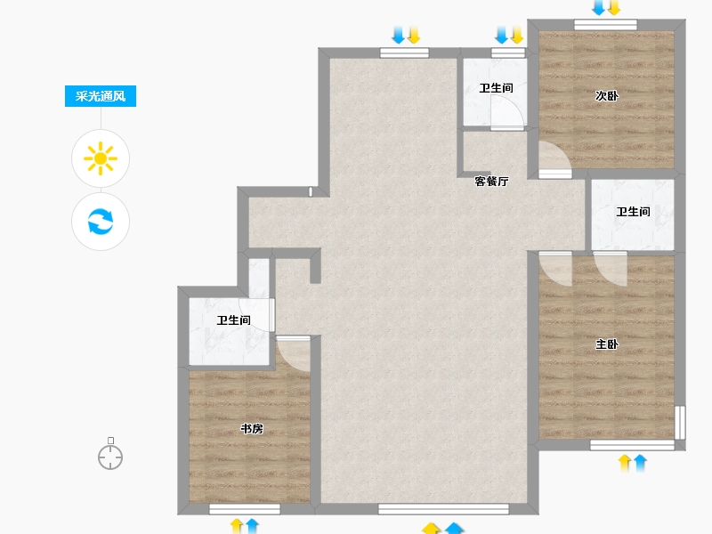 辽宁省-葫芦岛市-富都山海间-97.35-户型库-采光通风