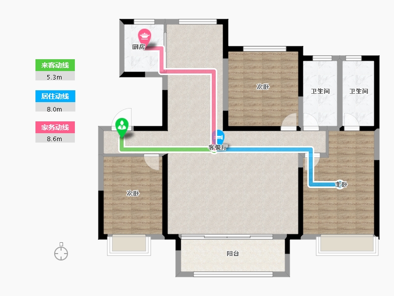 山东省-菏泽市-明丰理想城-128.06-户型库-动静线