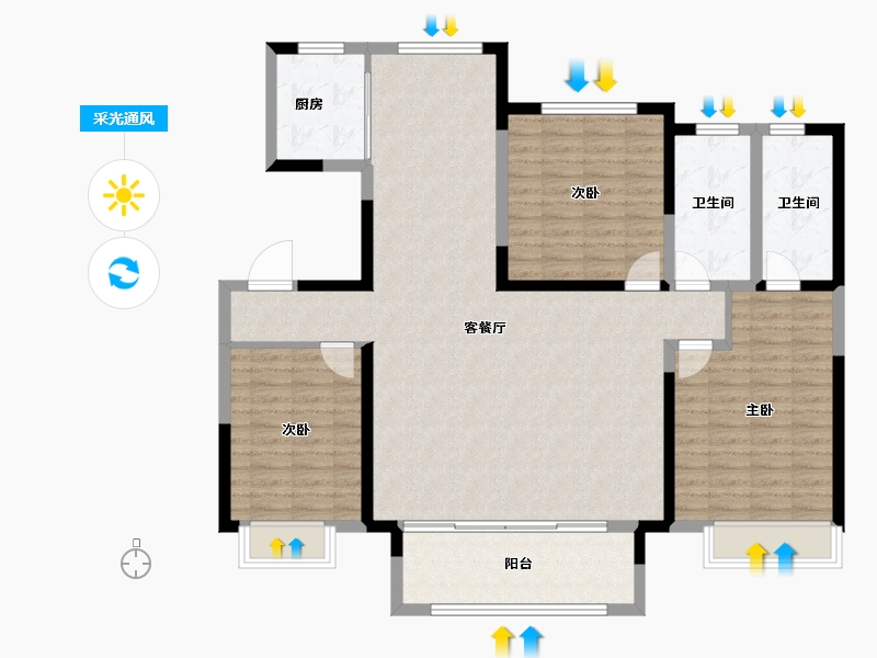 山东省-菏泽市-明丰理想城-128.06-户型库-采光通风