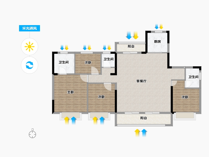 安徽省-阜阳市-碧桂园玖玺台-155.01-户型库-采光通风