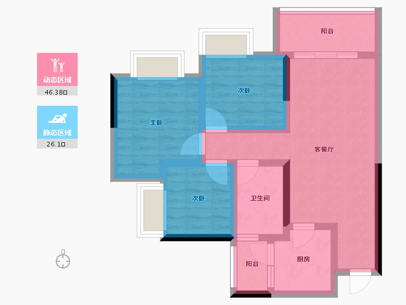 四川省-南充市-恒大华府-62.80-户型库-动静分区