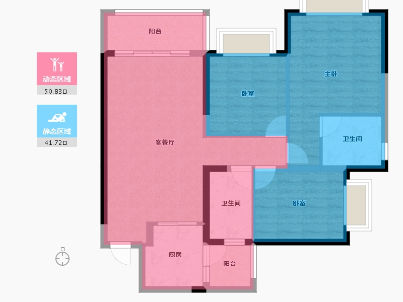 四川省-成都市-恒大御龙天峰-82.63-户型库-动静分区