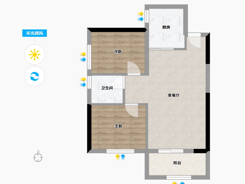 云南省-昆明市-绿地海之城-55.00-户型库-采光通风