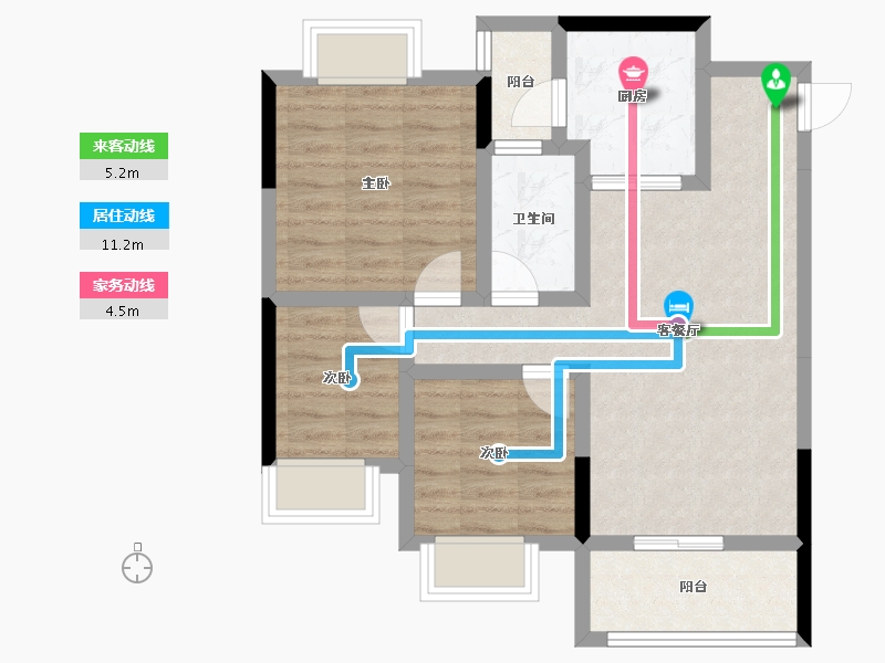 四川省-南充市-恒大华府-66.45-户型库-动静线