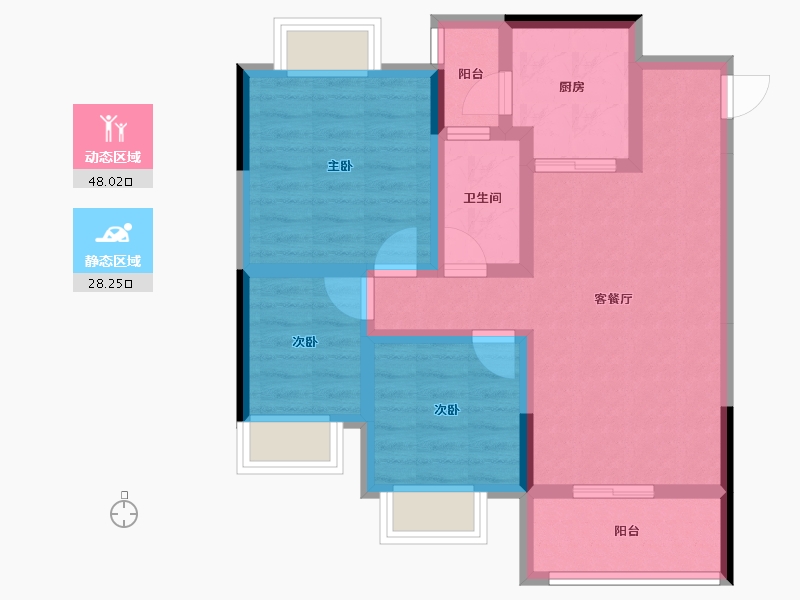 四川省-南充市-恒大华府-66.45-户型库-动静分区