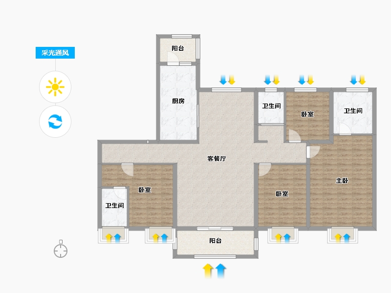 山东省-菏泽市-菏泽碧桂园-152.15-户型库-采光通风