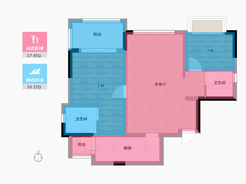 四川省-内江市-莱菲特广场三期森林里-59.63-户型库-动静分区