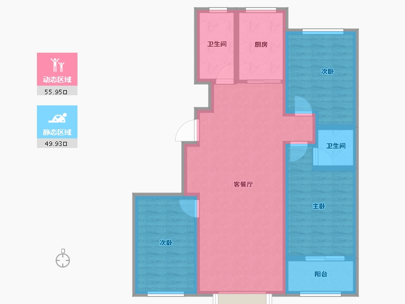 山东省-淄博市-汇鼎麗城-94.40-户型库-动静分区