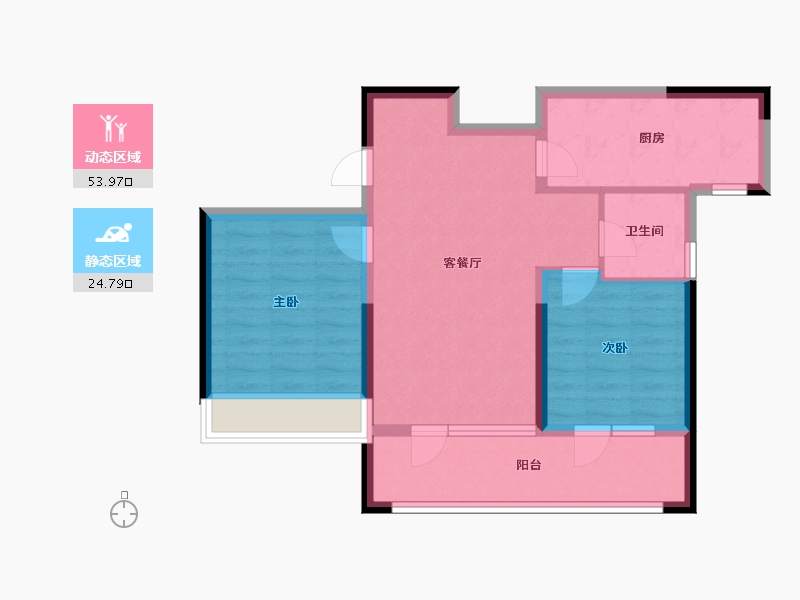 青海省-西宁市-中房·东方云舒-70.15-户型库-动静分区