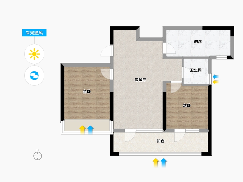 青海省-西宁市-中房·东方云舒-70.15-户型库-采光通风