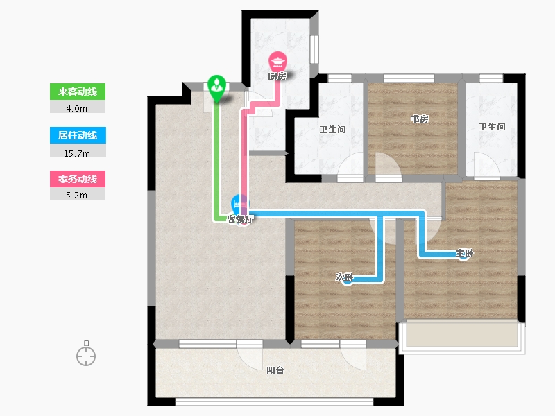 青海省-西宁市-中房·东方云舒-91.34-户型库-动静线