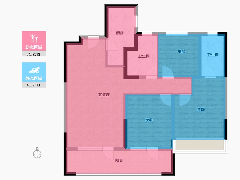 青海省-西宁市-中房·东方云舒-91.34-户型库-动静分区