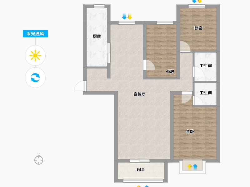 辽宁省-葫芦岛市-中央国际城-91.93-户型库-采光通风