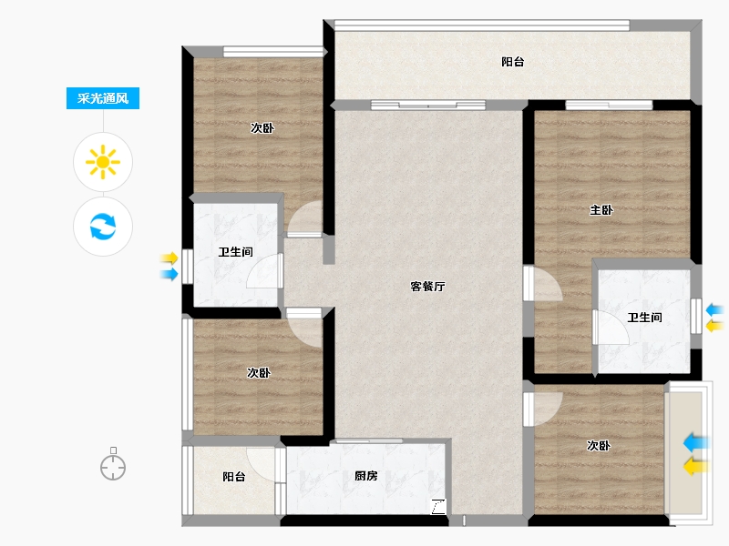 四川省-宜宾市-​华侨城三江口CBD-111.34-户型库-采光通风