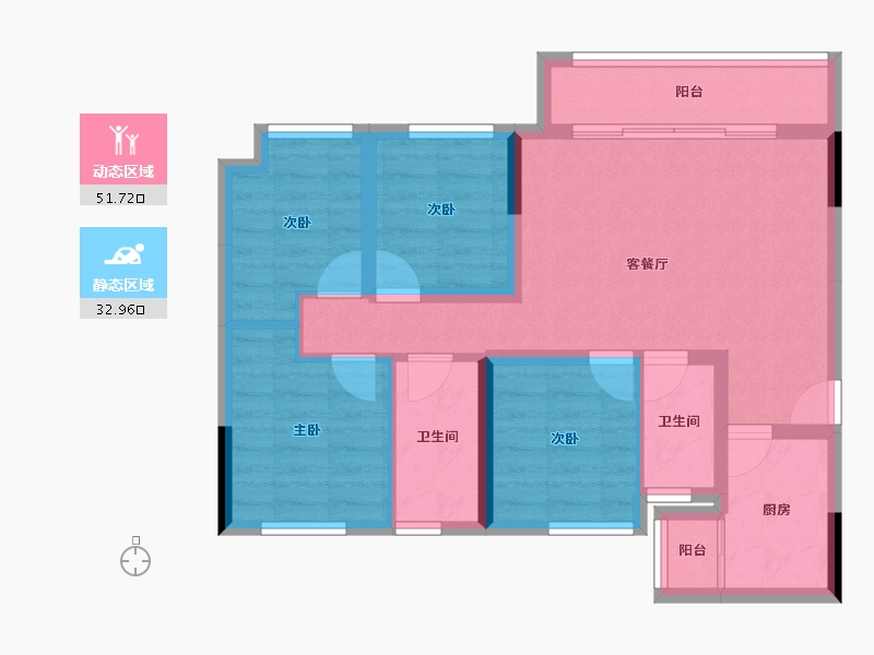 四川省-南充市-敏捷星汇源著-74.46-户型库-动静分区