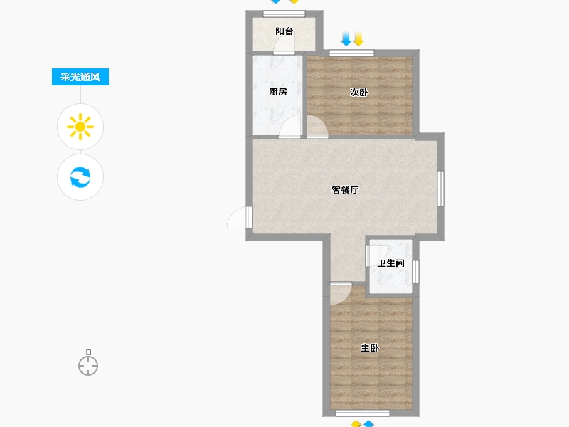 辽宁省-葫芦岛市-金璟家园-59.90-户型库-采光通风