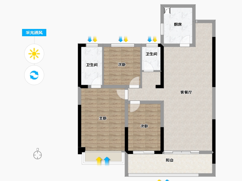 河南省-商丘市-商丘正商凯悦华府-103.09-户型库-采光通风