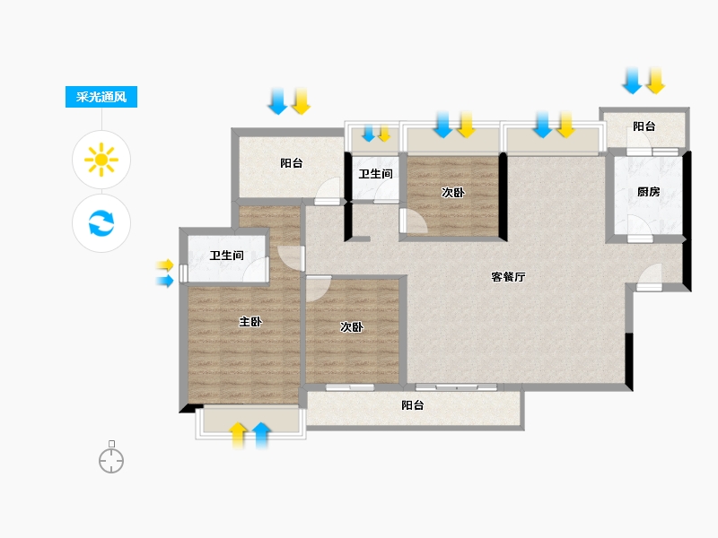 广东省-惠州市-中洲河谷花园-108.55-户型库-采光通风