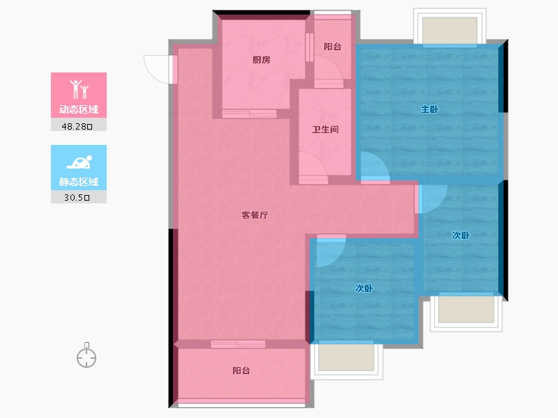 四川省-南充市-恒大华府-68.73-户型库-动静分区