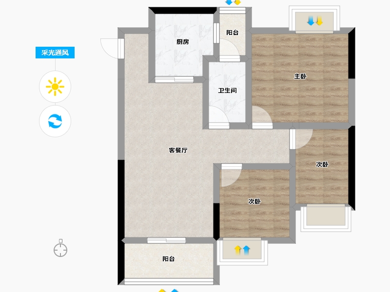 四川省-南充市-恒大华府-68.73-户型库-采光通风