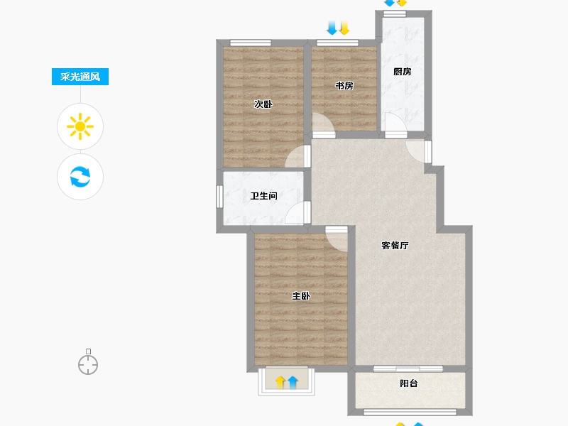 辽宁省-葫芦岛市-龙富九鲤-87.20-户型库-采光通风