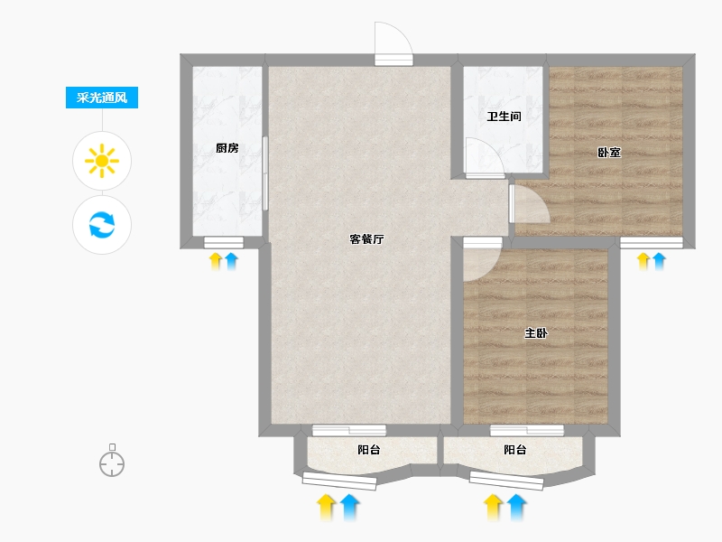 辽宁省-葫芦岛市-中央国际城-62.60-户型库-采光通风