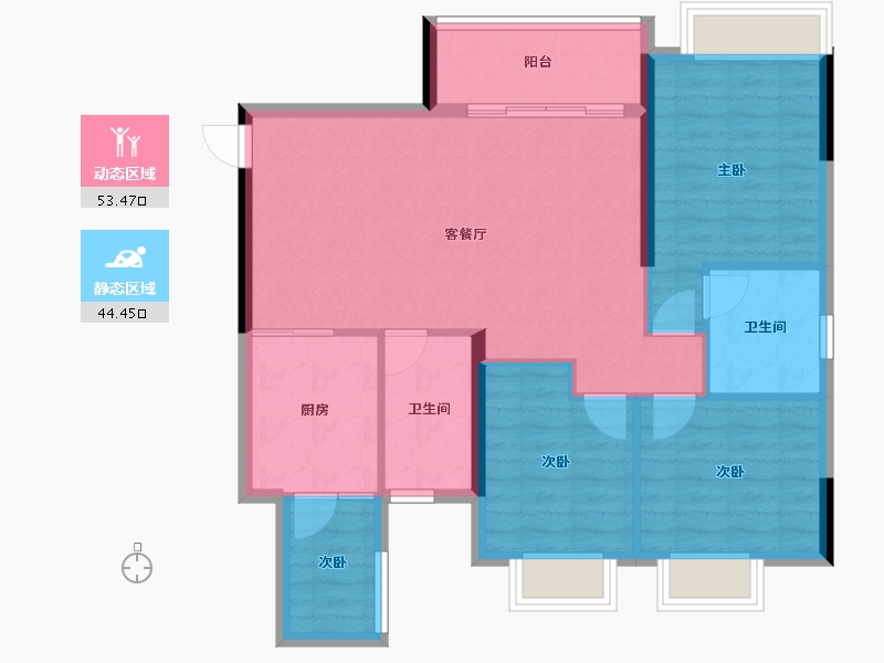 四川省-南充市-恒大华府-88.59-户型库-动静分区