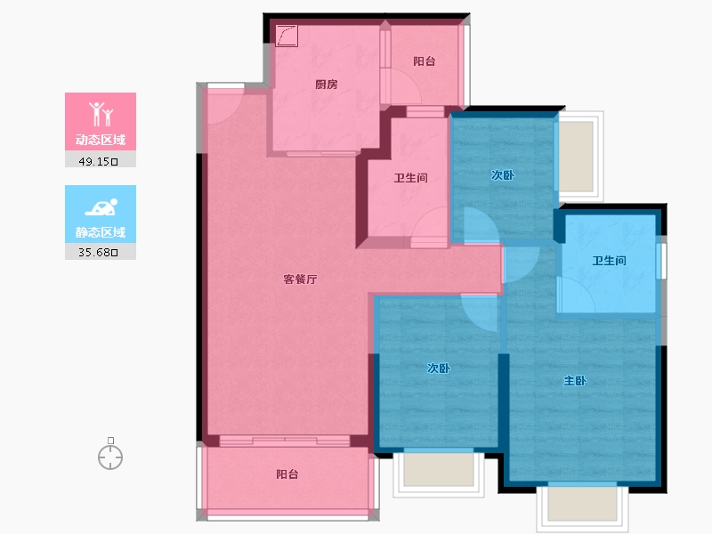 四川省-眉山市-恒大金碧天下-75.05-户型库-动静分区