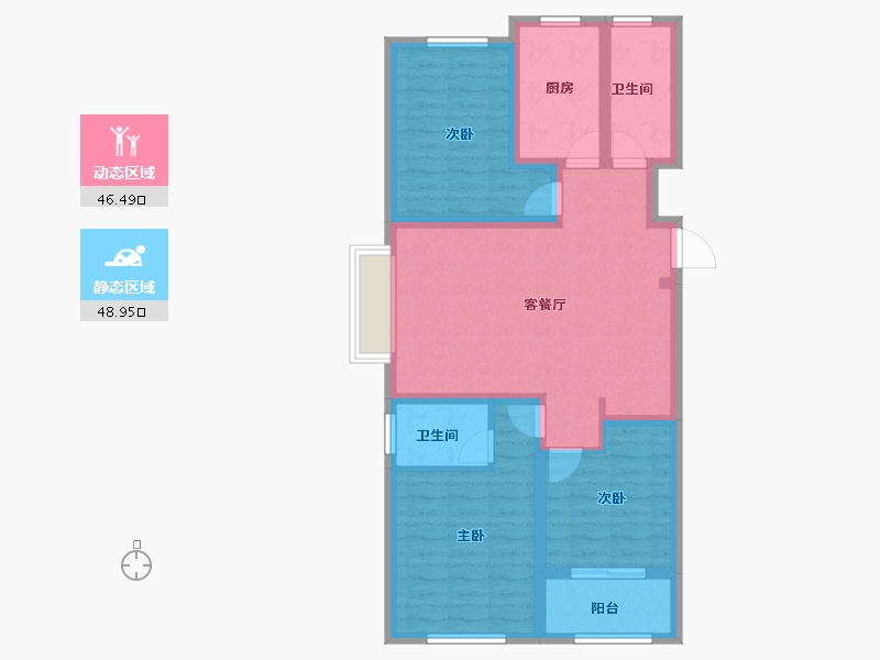 山东省-淄博市-汇鼎麗城-84.46-户型库-动静分区