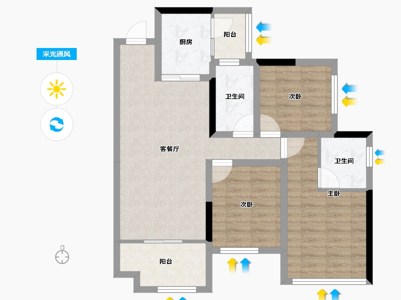 四川省-南充市-优品道曦岸峰景-74.03-户型库-采光通风