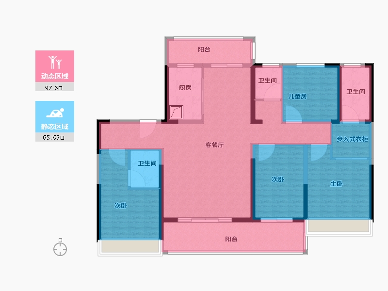 陕西省-咸阳市-日月公馆-146.40-户型库-动静分区