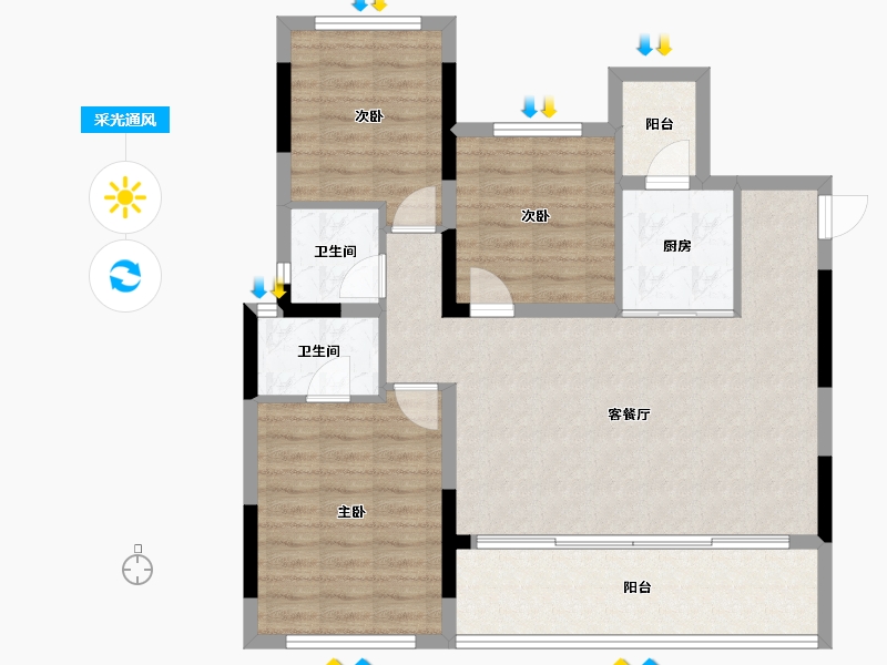 四川省-内江市-隆城观邸二期尚璟-90.00-户型库-采光通风