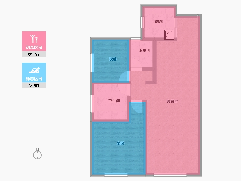 新疆维吾尔自治区-伊犁哈萨克自治州-蓝城蘭园-69.03-户型库-动静分区