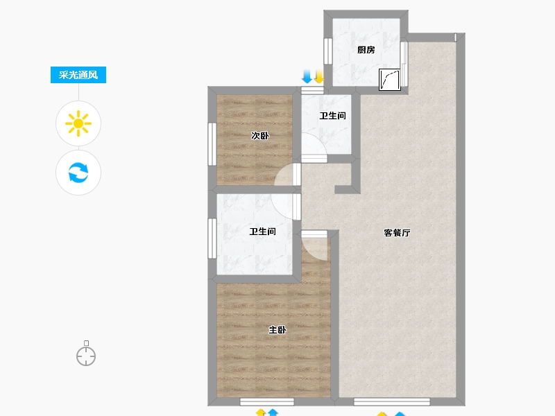 新疆维吾尔自治区-伊犁哈萨克自治州-蓝城蘭园-69.03-户型库-采光通风