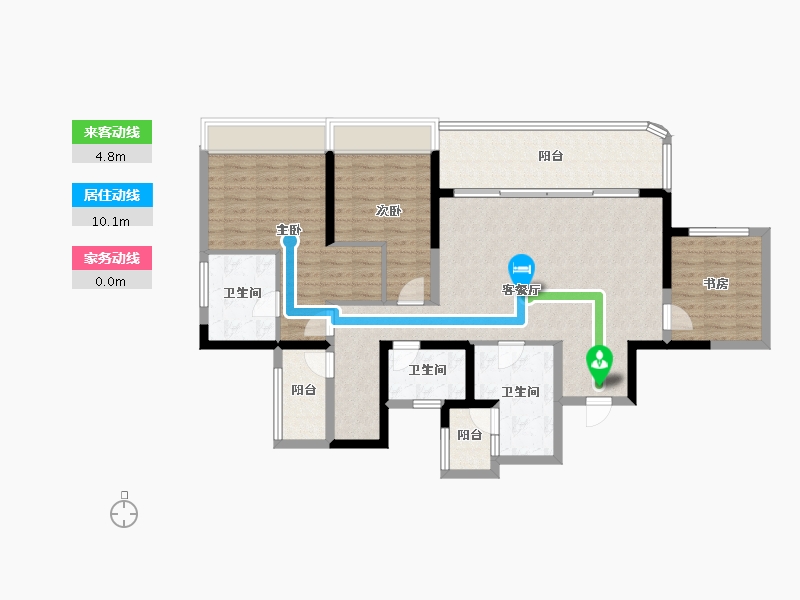 四川省-宜宾市-华侨城长江公馆-113.25-户型库-动静线