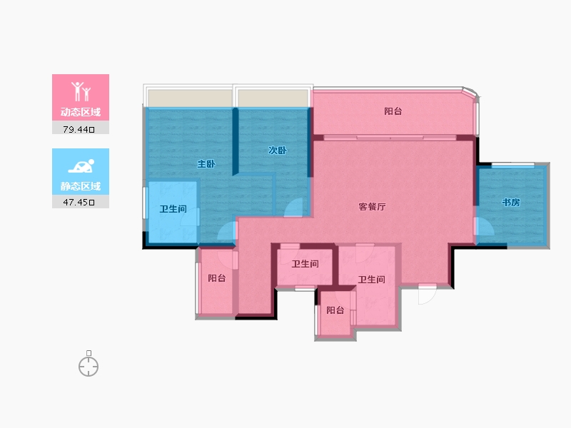 四川省-宜宾市-华侨城长江公馆-113.25-户型库-动静分区