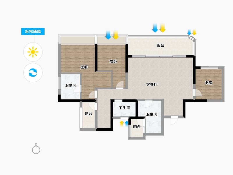 四川省-宜宾市-华侨城长江公馆-113.25-户型库-采光通风