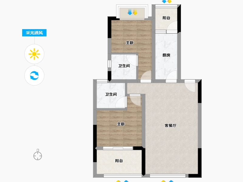 四川省-内江市-莱菲特广场三期森林里-62.83-户型库-采光通风