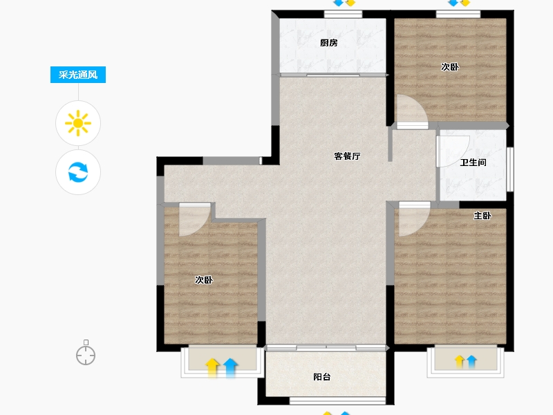 山东省-淄博市-宙合壹品-102.41-户型库-采光通风