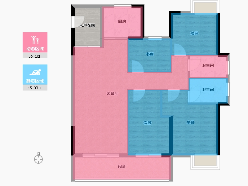 福建省-龙岩市-璞玉润园-95.20-户型库-动静分区