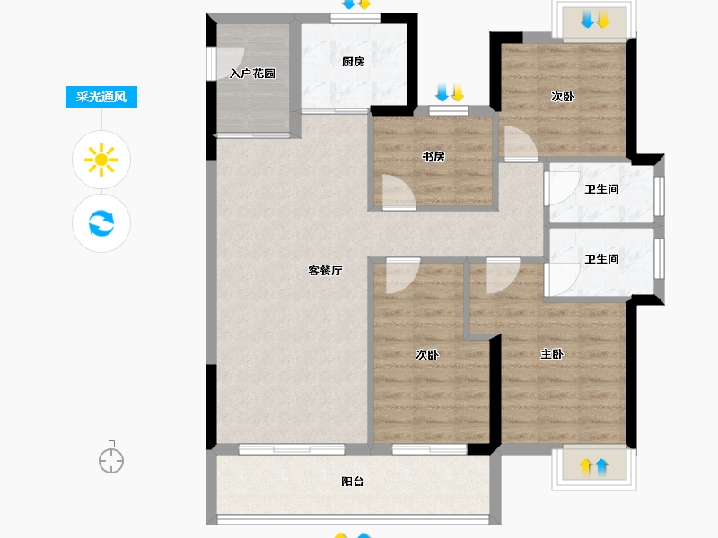 福建省-龙岩市-璞玉润园-95.20-户型库-采光通风