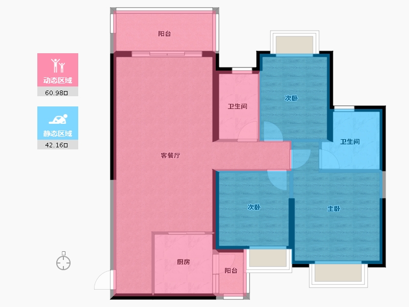 四川省-眉山市-恒大金碧天下-92.80-户型库-动静分区