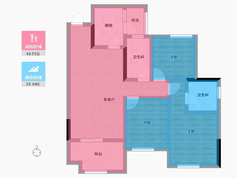 四川省-南充市-优品道曦岸峰景-74.94-户型库-动静分区