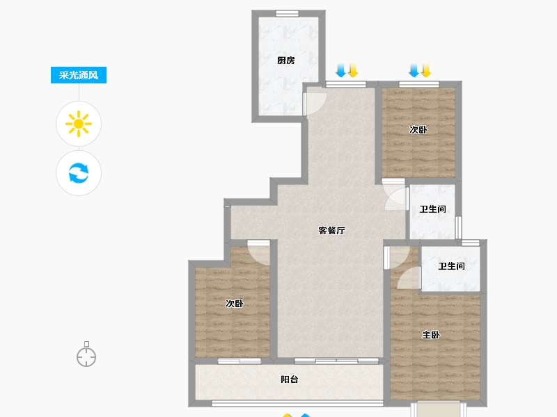 山东省-德州市-泽信喜园-103.00-户型库-采光通风