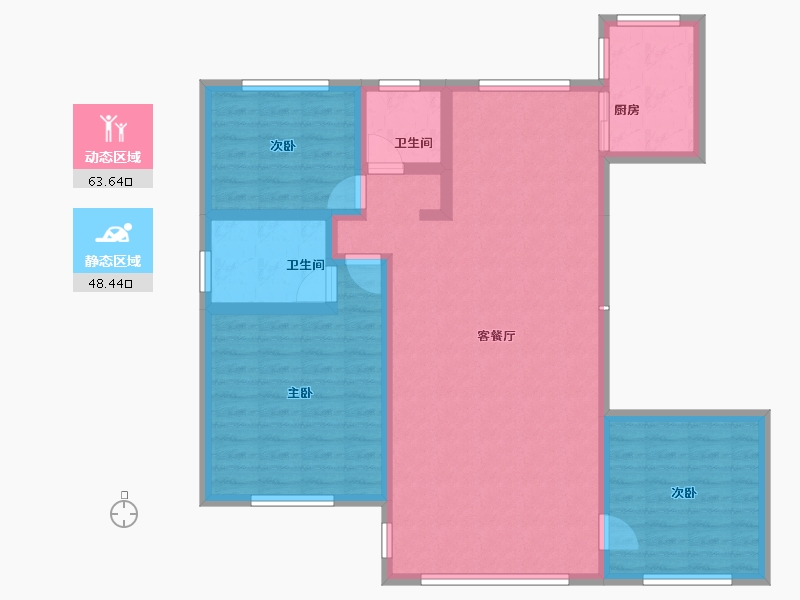 新疆维吾尔自治区-伊犁哈萨克自治州-蓝城蘭园-100.78-户型库-动静分区